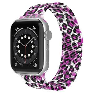 Strap-it Apple Watch Ultra Milanese band (purple leopard)