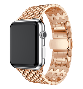 Strap-it Apple Watch Ultra stalen draak band (rosé goud)