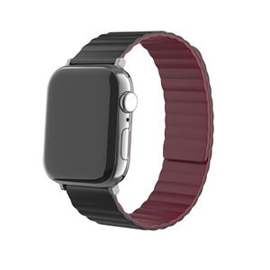 Strap-it Apple Watch Ultra magnetisch siliconen bandje (zwart/rood)