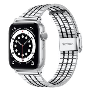 Strap-it Apple Watch Ultra roestvrij stalen band (zilver/zwart)