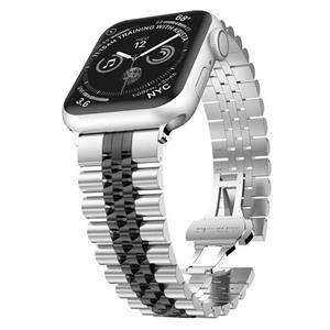 Strap-it Apple Watch Ultra Jubilee stalen band (zilver/zwart)