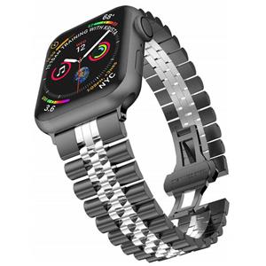 Strap-it Apple Watch Ultra Jubilee stalen band (zwart/zilver)