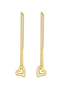 Elli, Ohrringe Durchzieher Herz Basic 925 Silber in gold, Schmuck für Damen