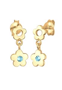 Elli, Ohrringe Kinder Ohrhänger Blume Blüte Kristall 925 Silber in gold, Kinderaccessoires für Mädchen