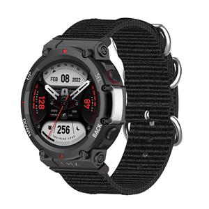 Strap-it Amazfit T-Rex 2 nylon gesp bandje (zwart)