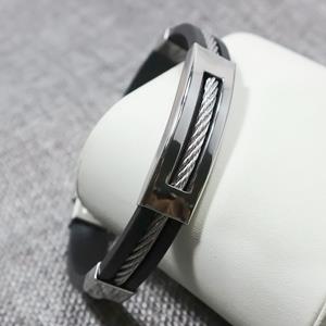 SaraMart Titanium Man steel wire Hollow Stainless steel Silica gel fashion bracelet