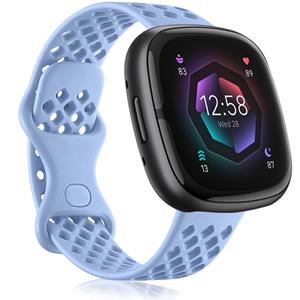 Strap-it Fitbit Sense 2 siliconen bandje met gaatjes (lila)