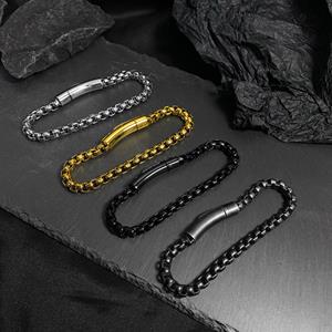 SaraMart Stainless steel men's simple bracelet creative personality trend hip hop titanium steel bracelet