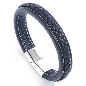 SaraMart European And American Hand-woven Multilayer Men's Leather Bracelet Stainless Steel Multilayer PU Leather Bracelet Creative Simple Bracelet