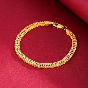 SaraMart Europäischer und amerikanischer Schmuck exquisites vergoldetes Silberarmband 6MM seitliches Herrenarmband