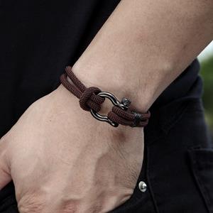 SaraMart Navy style Bracelet Men's Woven Bracelet Horseshoe Buckle Bracelet Stainless Steel Jewelry