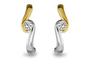 Diamonde Gouden bicolor oorknoppen 0.19 ct diamant