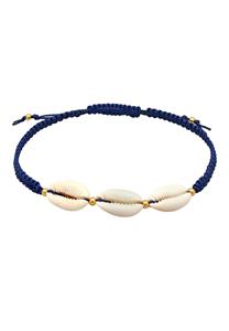 Elli, Fußschmuck Kauri Muschel Ozean Maritim Nylon 925 Silber in dunkelblau,  für Damen