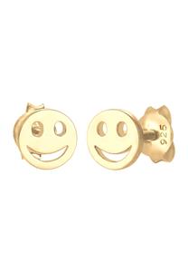 Elli, Ohrringe Kinder Smiley Plättchen Basic Trend 925 Silber in gold, Kinderaccessoires für Mädchen