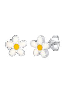 Elli, Ohrringe Kinder Blume Flower Emaille 925 Silber in silber, Kinderaccessoires für Mädchen