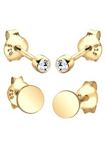 Elli, Ohrringe Kristalle Plättchen Ohrstecker Set 925 Silber in gold, Schmuck für Damen