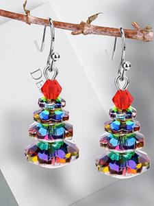 BERRYLOOK Christmas Tree Earrings Multi-layer Crystal Earrings