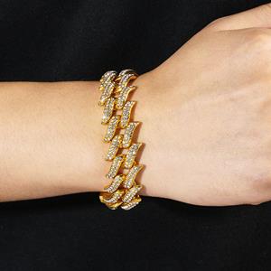 SaraMart 18mm diamond-shaped Cuban chain full of diamonds fashion personality men's bracelet hiphop fashion accessories