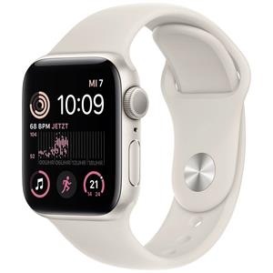 Apple Watch SE 2022 (GPS) 40mm Aluminium / Sportarmband Weiß