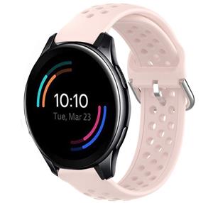 Strap-it OnePlus Watch siliconen bandje met gaatjes (roze)