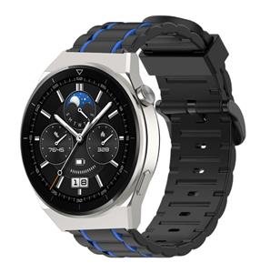 Strap-it Huawei Watch GT 3 Pro 46mm sport gesp band (zwart/blauw)