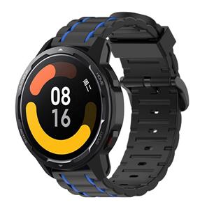 Strap-it Xiaomi Watch S1 sport gesp band (zwart/blauw)