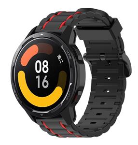 Strap-it Xiaomi Watch S1 sport gesp band (zwart/rood)
