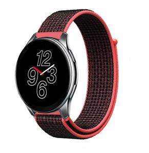 Strap-it OnePlus Watch nylon band (zwart/rood)