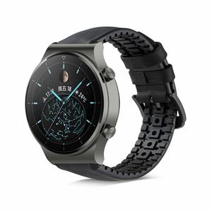 Strap-it Huawei Watch GT 2 Pro siliconen / leren bandje (zwart)