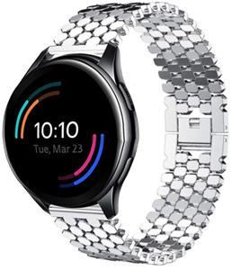 Strap-it OnePlus Watch stalen vis band (zilver)