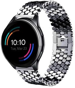 Strap-it OnePlus Watch stalen vis band (zwart)