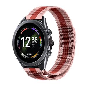 Strap-it Fossil Gen 6 44mm Milanese band (rood/roze)