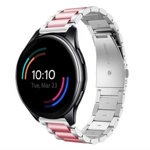 Strap-it OnePlus Watch stalen band (zilver/roze)