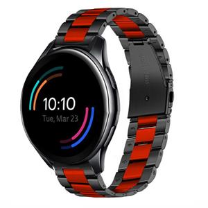 Strap-it OnePlus Watch stalen band (zwart/rood)