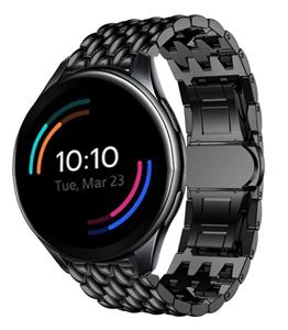Strap-it OnePlus Watch stalen draak band (zwart)