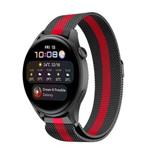 Strap-it Huawei Watch 3 (Pro) Milanese band (zwart/rood)