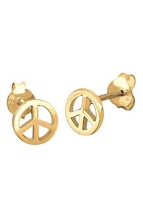 Elli, Ohrringe Peace Symbol Zeichen Filigran 925 Silber Vergoldet in gold, Schmuck für Damen