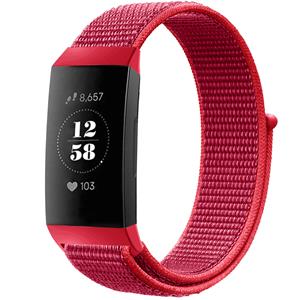 Strap-it Fitbit Charge 3 nylon bandje (rood)