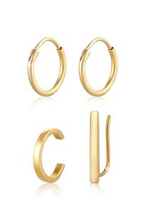 Elli, Ohrringe Basic Set Creolen Earclimber Earcuff 925 Silber in gold, Schmuck für Damen