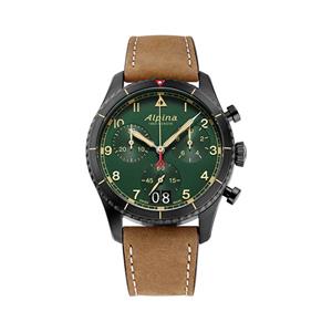 Alpina startimer pilot quartz chronograph big date green