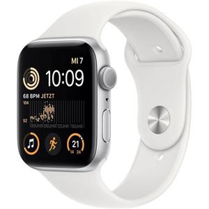 Apple Watch SE (44mm) GPS 2. Generation, Alu mit Sportarmband silber/weiß