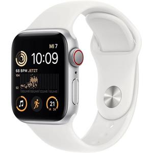 Apple Watch SE (40mm) GPS+4G 2. Generation, Alu mit Sportarmband silber/weiß