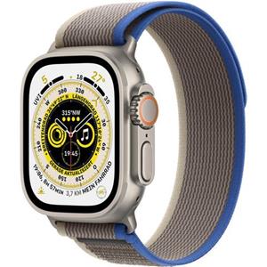 Apple Watch Ultra (49mm) GPS+4G Titan mit Trail Loop Armband (S/M) blau/grau