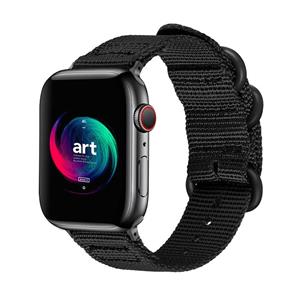 Strap-it Apple Watch nylon gesp bandje (zwart)