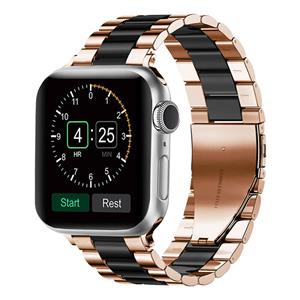 Strap-it Apple Watch stalen band (rosé goud/zwart)