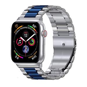 Strap-it Apple Watch stalen band (zilver/blauw)