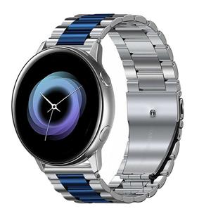 Strap-it Samsung Galaxy Watch Active stalen band (zilver/blauw)