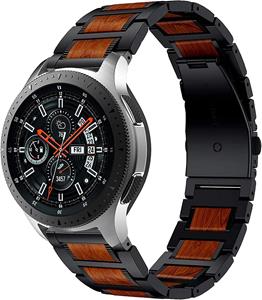 Strap-it Samsung Galaxy Watch 46mm houten/stalen band (zwart)