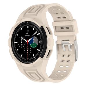 Strap-it Samsung Galaxy Watch 4 Classic 46mm siliconen bandje met frame (ivoor wit)