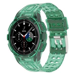 Strap-it Samsung Galaxy Watch 4 Classic 46mm siliconen bandje met frame (transparant groen)